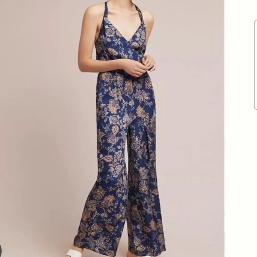 Anthropologie ETT TWA Blue Paisley Jumpsuit Size XL